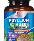 Nature's Nutrition High Absorption Psyllium Husk Capsules 1450mg, Natural Soluble Fiber Supplement 60 Capsules