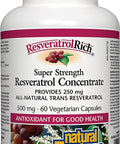 ResveratrolRich by Natural Factors Super Strength Resveratrol Concentrate Promotes Healthy Aging 60 capsules 60 servings