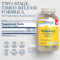 Solaray Vitamin C 1000Mg Timed Release Capsules With Rose Hips & Acerola Bioflavonoids, Two-Stage For High Absorption & All Day Immune Function Support, 60 Day , 275 Servings, 275 Vegcaps