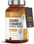 Vitabright Organic Fenugreek Capsules 2250mg High Strength 180 Capsules (not Tablets not Powder) 60 Day Supply Supports Healthy Blood Sugar Levels & Healthy Cholesterol Vegan for Women & Men VitaBright