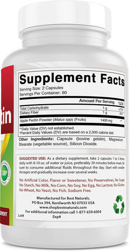 Best Naturals Apple Pectin 700 mg 120 Capsules