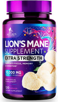 Nature'S Nutrition Nature's Mushroom Lion's Mane - Nootropic Brain Health Support Supplement - Lionsmane Mushrooms for Focus Memory & Immune Support - Lions Mane Mushroom Extract is Non-GMO & Vegetarian - 120 Capsules