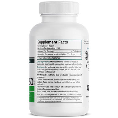 Bronson Boron 3 Mg Chelated Superior Absorption Supports Bone Health Trace Mineral, Non-Gmo, 250 Vegetarian Tablets