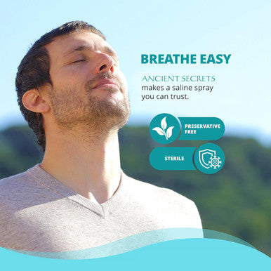 ANCIENT SECRETS Saline Nasal Spray - Breath Again Hypertonic Seawater Nasal Spray, Allergy & Sinus Relief, Nasal Congestion Moisturizer, 3.38 Fl Oz
