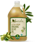 Kevala Extra Virgin Organic Olive Oil - Gluten-Free and Cholesterol-Free Oil Perfect for Frying and Cooking, Smooth Base for a Ranch Dressing, Cold Pressed and Unrefined, Bulk Size 128 oz