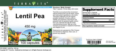 Terravita Lentil Pea - 450 Mg (100 Capsules, Zin: 520682)