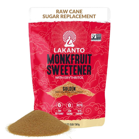 Lakanto Golden Monk Fruit Sweetener with Erythritol, Raw Cane, 5 lb | Raw Cane Sugar Substitute for Coffee, Tea, Baking, Smoothie, Sauce, Marinade, Zero Calorie, Keto, Zero Net Carbs