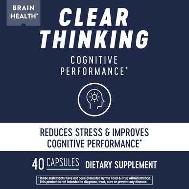 Natures Way Clear Thinking Nootropic, Brain Health*, Cognitive Performance*, with Ashwagandha, 40 Capsules