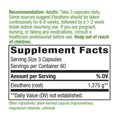 Nature'S Way Premium Herbal Siberian Eleuthero, 1,275 Mg Per Serving, 180 Vcaps