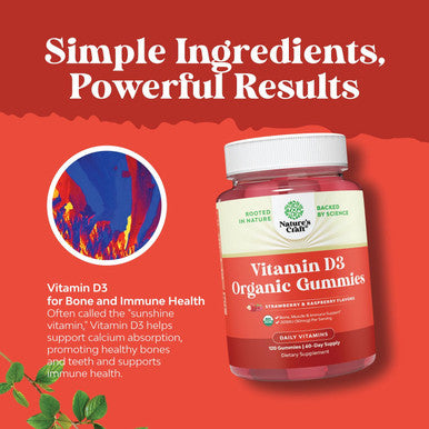 Natures Craft Organic Vitamin D Gummies for Adults - Daily Immune Support Gummies with Vegan Vitamin D3 2000IU - USDA Organic Vitamin D3 Gummies for Adults Wellness - Non GMO Gluten - 2 Month Supply