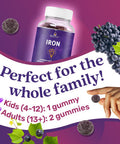 Belive Iron Gummies - Multivitamin With Iron, Vitamins & Zinc For Blood Oxygen - Grape Flavor, Vegan Supplement For Women, Men & Kids