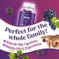Belive Iron Gummies - Multivitamin With Iron, Vitamins & Zinc For Blood Oxygen - Grape Flavor, Vegan Supplement For Women, Men & Kids