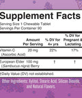 Maryruth Organics Elderberry + Vitamin C Chewable Tablets | Sambucus nigra | Black Elderberry for Immune Support | 3 Month Supply | Gluten | Non-GMO | 90 Servings