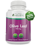 Purely Holistic Olive Leaf Extract 750Mg Non-Gmo Maximum Strength - 120 Vegan Capsules - 20% Oleuropein - 4 Month Supply - Support Supplement
