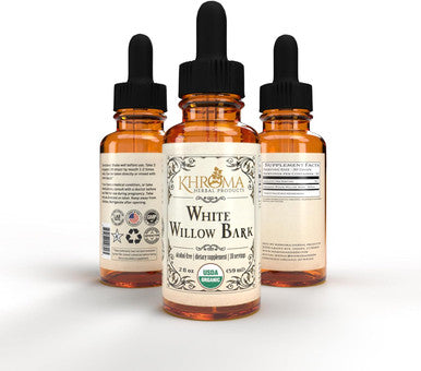 Khroma Herbal Products Organic White Willow Bark 30 Servings - 800 MG Per Serving - 2 FL OZ Liquid in a Glass Bottle - Salix Alba