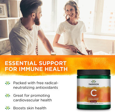 Swanson Vitamin C Powder 100% Pure Ascorbic Acid Immune System Support Skin Health Cardiovascular Health Antioxidant Supplement 1000 mg (per Serving) 1 lb. 454 g (3 Pack)