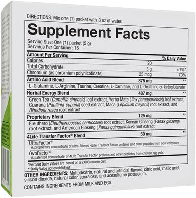 4Life Energy Go Stix - Healthy Energy Source - Kiwi Strawberry Drink Mix - Contains Natural Caffeine from Guarana Maca Yerba Mate and Green Tea Leaf Extract - 15 Packets