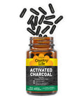 Country Life Activated Charcoal Digestive Aid 260Mg 40 Vegan Capsules Certified Gluten Free Certified Vegan Non-Gmo Verified