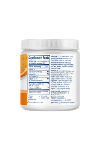 NativePath Organic Baobab Prebiotic Fiber Powder - Digestive Health Supplement - Natural Orange Flavor 30 Servings