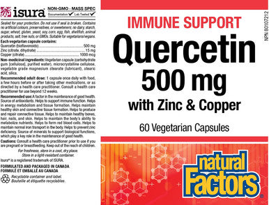 Natural Factors Quercetin 500 mg with Zinc and Copper for Added Immune Support 60 Count