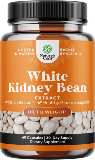 Natures Craft White Kidney Bean Energy Booster - White Kidney Bean Extract Pill and Natural Vegetarian Supplements - Natural Energy Pills and White Bean Extract Supplements