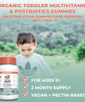 Maryruth Organics Toddler Multivitamin Gummies + Postbiotics | USDA Organic | Vitamins for Kids Ages 2+ | Immune Support | Vitamin C | Vitamin D3 | Vitamin A | Zinc | Vegan | Non-GMO | 60 Servings