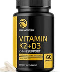 Vitamin D3 K2 5000 IU for Immune System Strong Bones and Teeth Support Vit D3 125mcg Vitamin K2 MK7 100mcg Calcium 210mg and BioPerine 3rdParty Tested NonGMO 60 Capsules (2 Month Supply)
