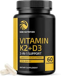 Vitamin D3 K2 5000 IU for Immune System Strong Bones and Teeth Support Vit D3 125mcg Vitamin K2 MK7 100mcg Calcium 210mg and BioPerine 3rdParty Tested NonGMO 60 Capsules (2 Month Supply)