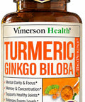 Ginko Biloba Capsules with Ginkgo Biloba 120mg & Organic Turmeric for Joint Support Focus and Brain Health Gingo Biloba Supplement with Black Pepper (Bioperine) for Max Absorption 60 Count