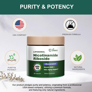 Nad+ Supplement 900Mg- Nicotinamide Riboside, Liposomal Resveratrol, Quercetin - Promotes Vitality & Cognitive Function (1)