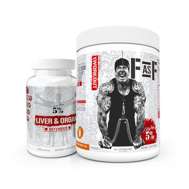 5% Nutrition 2-Stack | Liver & Organ Defender + FasF | Liver, Kidney, & Heart Support + Non-Stim Nitric Oxide Booster Pump Pre-Workout (Southern Sweet Tea}