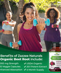 Zazzee Usda Organic Beet Root 20:1 Extract, 8000 Mg Strength, Enhanced Absorption With Organic Black Pepper Extract, 120 Vegan