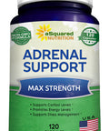 Adrenal Support & Cortisol Manager Supplement (120 Capsules) - Adrenal Health w/ Vitamin C Complex Pills to Support Fatigue & Relief - Ashwagan, L-Tyrosine, Rhodiola & Ginseng