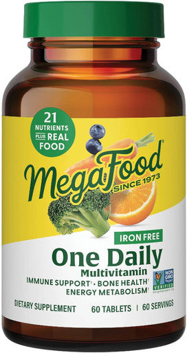 Megafood One Daily Iron Multivitamin - Multivitamin For Women And Men - With Real Food - Immune Support Supplement - Bone Health - Energy Metabolism - Vegetarian Non-Gmo No Iron - 60 Tablets