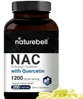 N-Acetyl-Cysteine (NAC) 1200mg , 200 Capsules, NAC 600mg with Quercetin Per Capsule, Double Strength NAC Supplements, Support Liver & Lung Health, Non-GMO, No Gluten