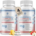 Lukaree Magnesium Complex Supplement 500mg Magnesium Glycinate Malate Taurate Citrate Complex and Herbal Extracts High Absorption Chelated 120 Vegan NonGMO Capsules for Rest Energy Mood