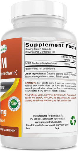 Best Naturals MSM 1000 mg 180 Capsules