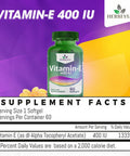 Herbevia Vitamin E 400 IU Antioxidant Supplement ÃƒÂ¢Ã¢â€šÂ¬Ã¢â‚¬Å“ For Skin Men & Women Supports Reproductive Health & Oxidative Cell Health Organic & No Side Effects Halal Certified GMO-Free 60 Softgels