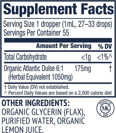 Vimergy USDA Organic Atlantic Dulse Extract, 55 Servings Raw Liquid Seaweed Dulse Supplement Drops - Alcohol-Free, Vegan & Paleo Friendly (55 ml)