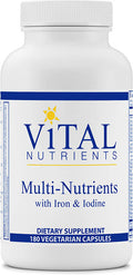 Vital Nutrients MultiNutrients with Iron and Iodine Comprehensive MultiVitamin/Mineral Formula Containing Iron and Iodine 180 Vegetarian Capsules per Bottle