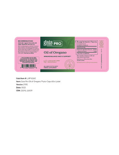 Gaia Herbs Oil of Oregano 60 lvcaps