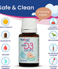 Vitamin D Drops for Babies and Infants with MCT oil, Easy to Use, Premium Quality, Liquid Supplement for Easy Absorption, 120 Days Supply, Nutronic
