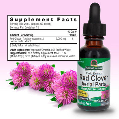 Nature'S Answer Red Clover Extract Supplement Alcohol 1 Oz (Pack of 4) | Natural Mood Support | Hormone Balance for Women | Menopausal Support