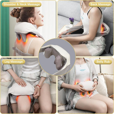 Hwtong Neck Massager With Heat, Cordless Deep Tissue 6D Expert Kneading Massage, Shiatsu Neck And Shoulder Massage Pillow For Neck, Traps, Back And Leg Pain Relief, Ideal For Family