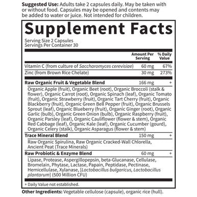 Garden of Life Zinc Supplements 30Mg High Potency Raw Zinc And Vitamin C Multimineral Supplement Vitamin Code / Trace Minerals & Probiotics For Skin Health & Immune Support (Packaging May Vary)