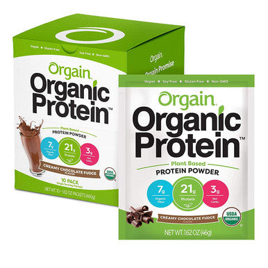 Orgain Organic Plant Based Protein Powder Travel Pack Vanilla Bean Vegan Low Net Carbs Organic Plant Based Protein Powder Travel Pack Creamy Chocolate Fudge Vegan Low Net Carbs 10 Count
