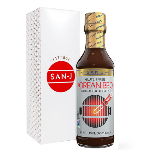 San-J - Spice of Life Variety Pack- Teriyaki, Orange Sauce, Szechuan, Thai Peanut - All Gluten Free Cooking Sauces - Non-GMO - 10 oz. Bottles - 4 Pack