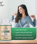 LSerine Capsules Third Party Tested 2000mg Servings Used in Clinical Study 180 Count 500mg per Capsule Amino Acid for Serotonin Production and Brain Support by Double Wood Supplements