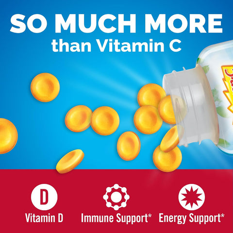EmergenC Immune+ Chewables 1000Mg Vitamin C With Vitamin D Tablet Immune Support Dietary Supplement For Immunity Orange Blast Flavor 42 Count