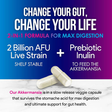 Akkermansia Probiotic With Prebiotic Fiber - Akkermansia Muciniphila Glp-1 Probiotics For Women & Men - Digestive, Gut, Overall Health & Immune Support, Third-Party Tested, Gluten-- 120 Capsules